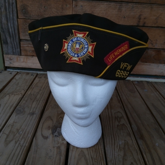 Men's Vintage VFW Veterans of Foreign Wars Hat Beret Texas 6898 Size 7 1/4 - Picture 1 of 9
